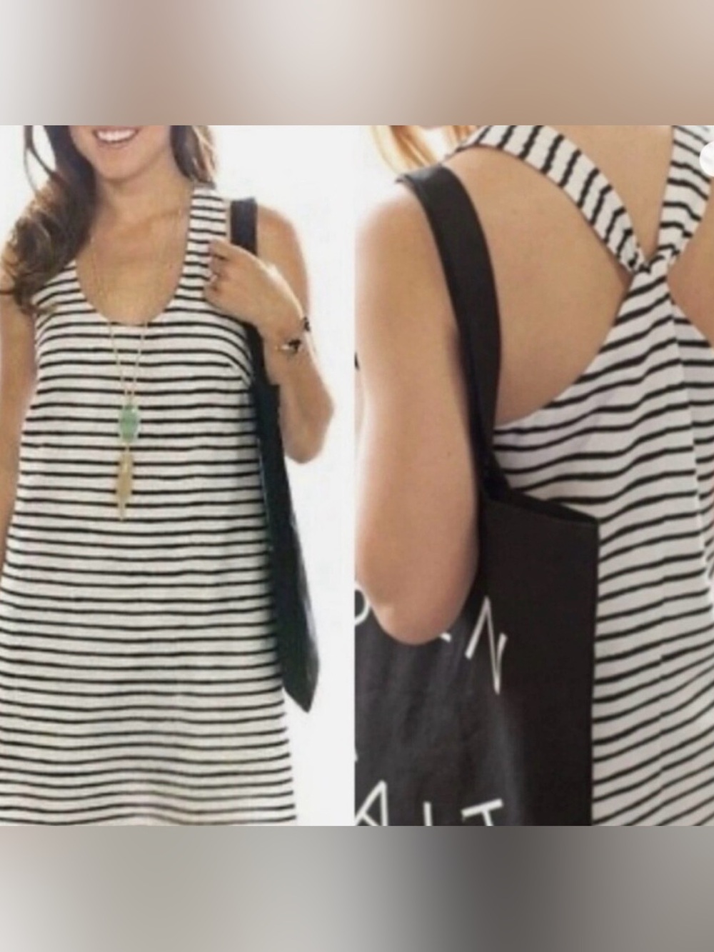 J. Crew Black and White Striped Marlie Tank Dress